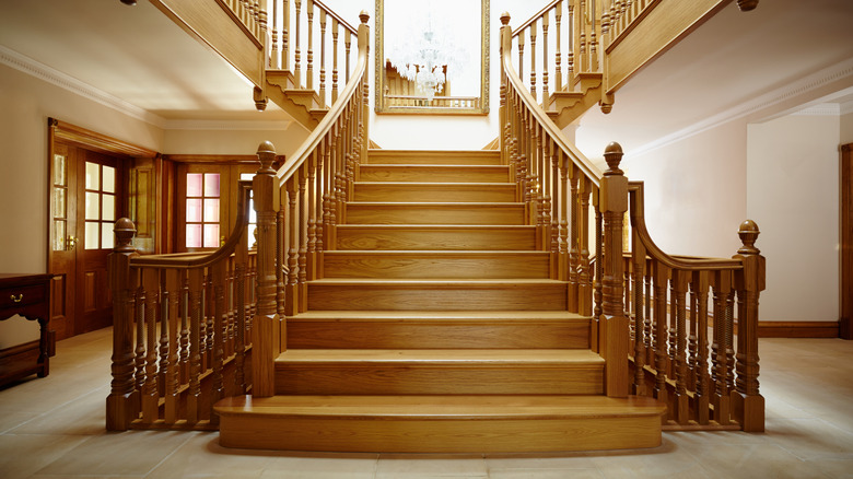dated honey oak entryway