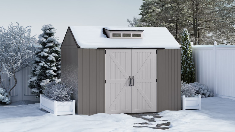 Rubbermaid shed in snow
