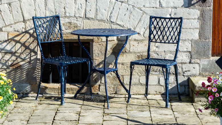 Metal blue patio set