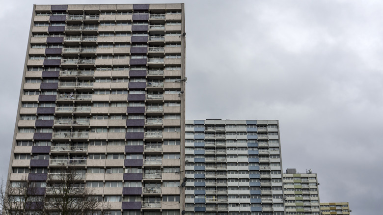 four apartment blocks in the international style 