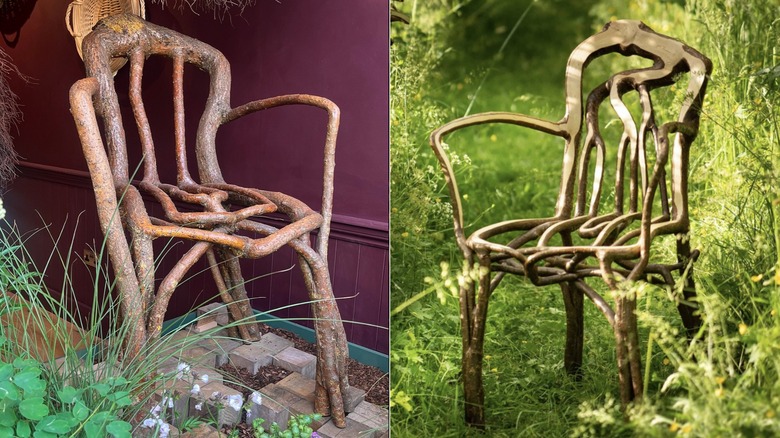 Two chairs grown from trees