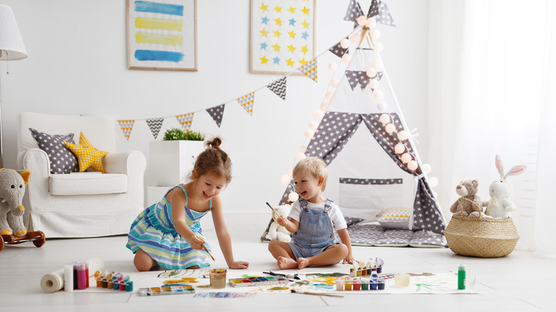 Playroom with colorful art