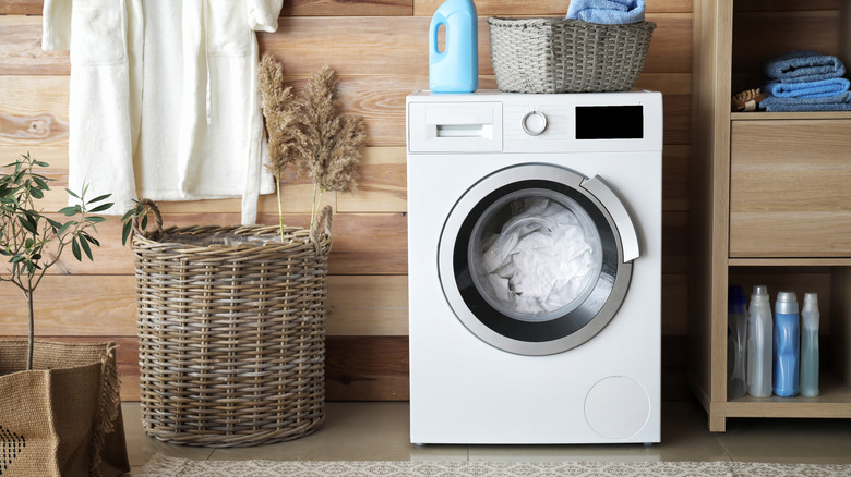 Boho chic laundry room