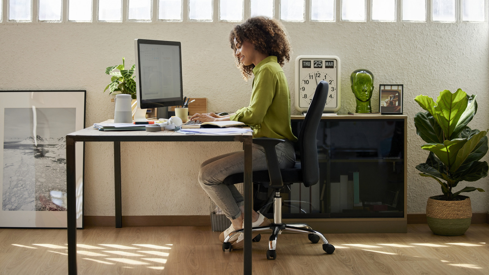 A Double-Sided Desk Could Be The Answer To Your Home Office Productivity Struggles - House Digest