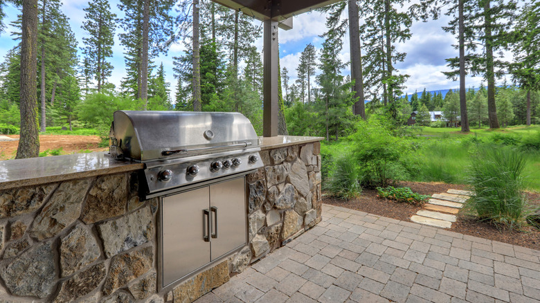 Built-in grill on patio