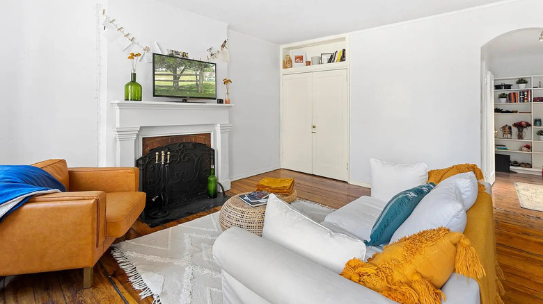 Spacious white living room
