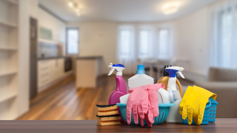 Cleaning tools in living room