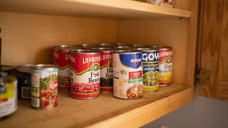 cans on a shelf