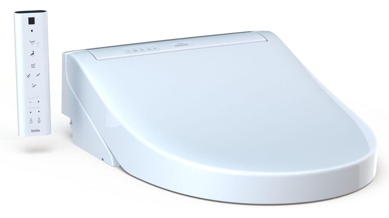 Toto's Washlet toilet seat in white with remote.