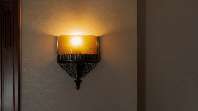 close up of a wall lamp