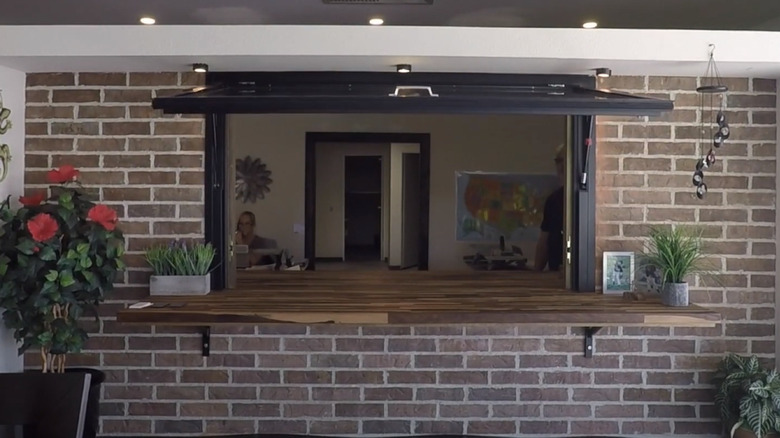 Hinged window outdoor bar