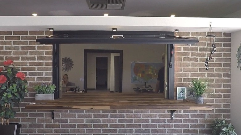 Hinged window outdoor bar