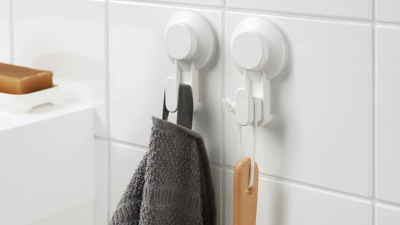 IKEA's TISKEN hooks with suction cups in white