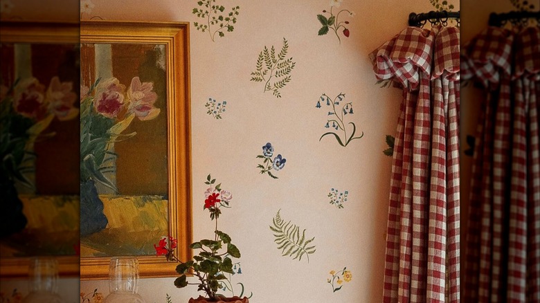 floral block-print wallpaper