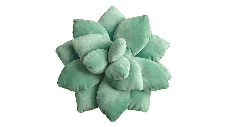 green succulent-shaped throw pillow