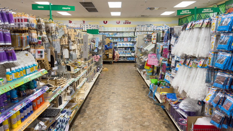 A Dollar Tree store is stocked with crafts supplies.