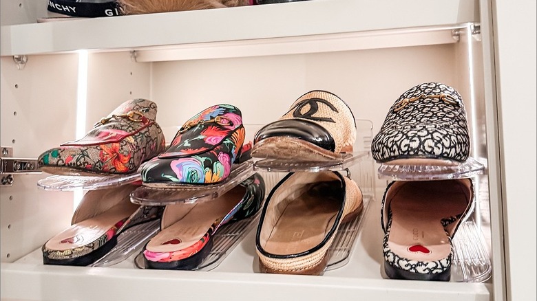 Shoes organized with shoe stackers