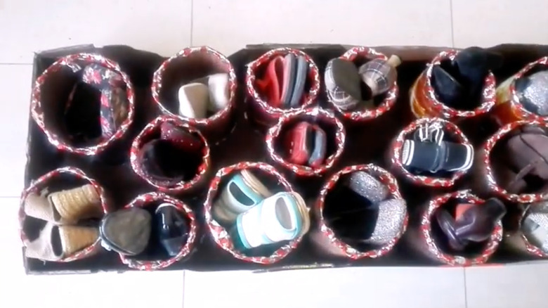 Shoe storage made from cardboard