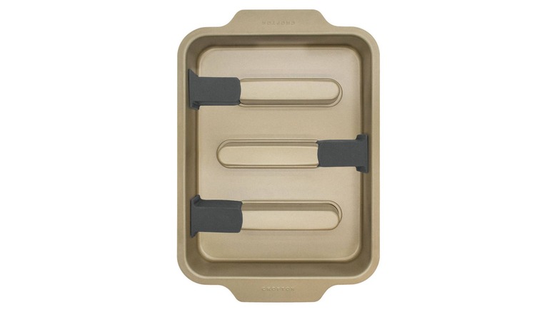 Aldi's gold brownie pan with silicone inserts