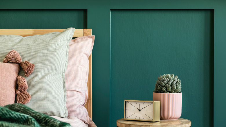 wood paneled accent wall