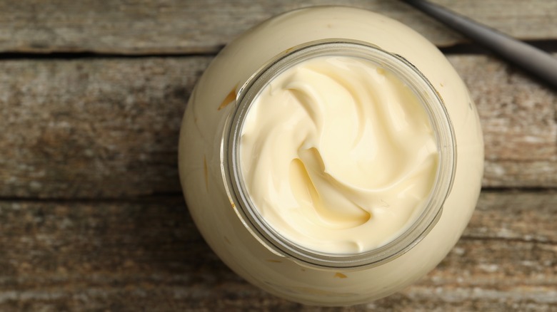 Jar of mayonnaise and spoon