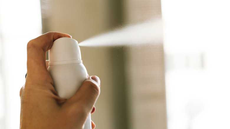 Generic mist from aerosol can sprayed in room