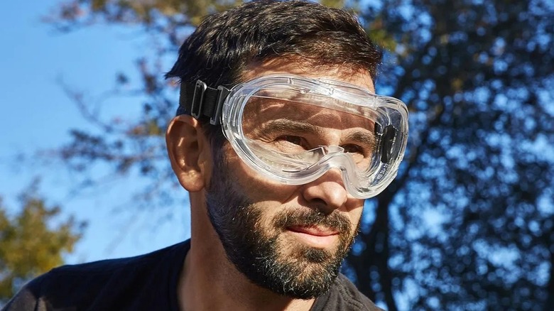 Man wearing safety goggles