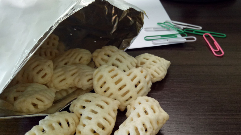 open chip bag with paperclips