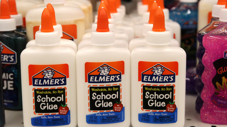 Elmer's school glue bottles on a shelf