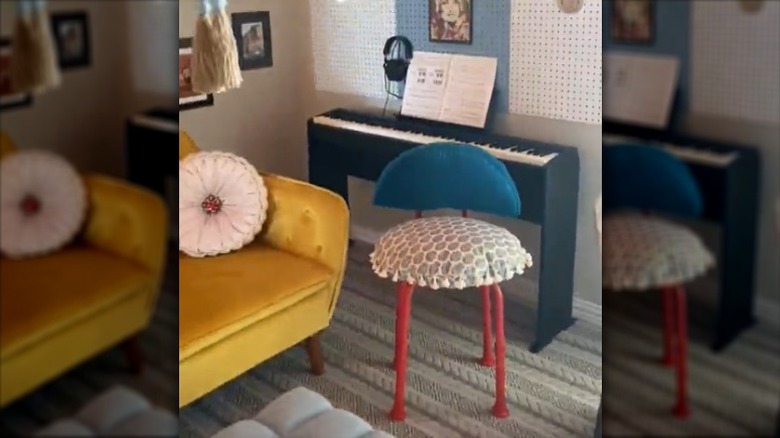 TikTok image showing off a shower chair upcycle