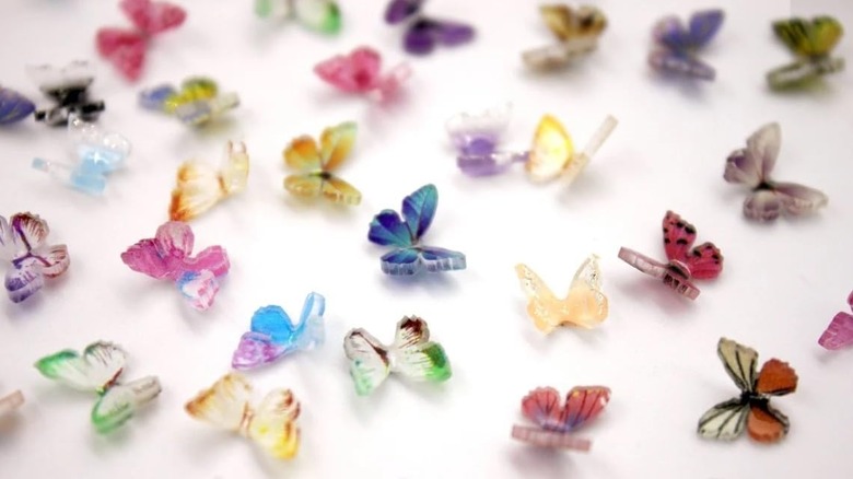 Miniature butterflies made of resin