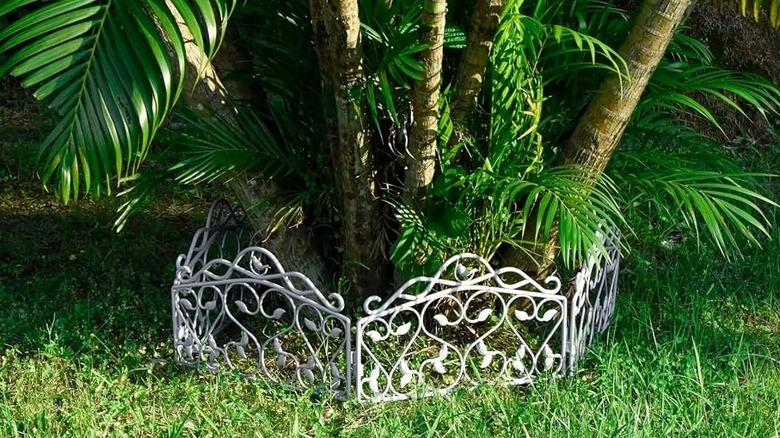 Edging panels used around a tree