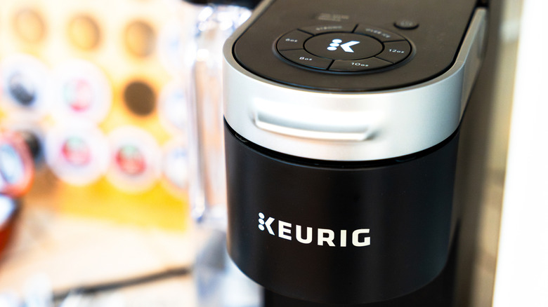 Close-up of a Keurig coffee maker on a counter
