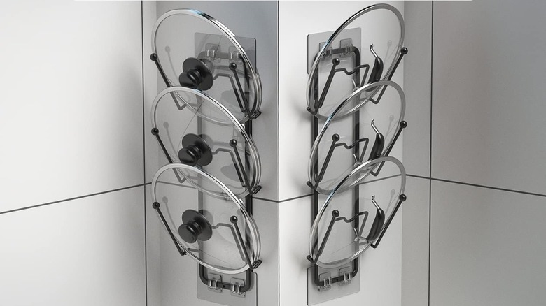 Carry360 2 Pack Wall Mounted Pot Lid Organizer for Cabinet