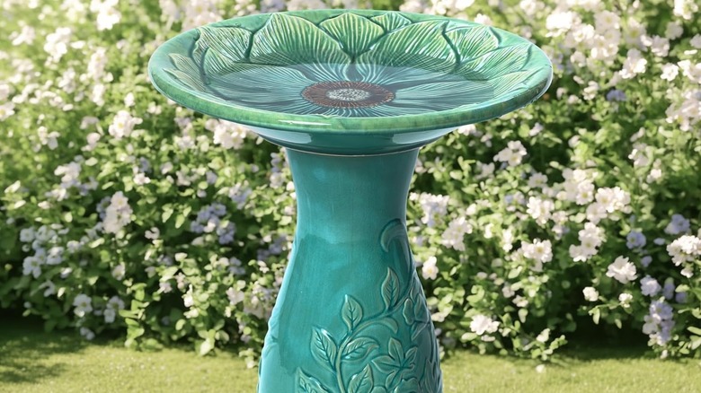 The LuxenHome 23 Inch Ceramic Bird Bath for Outside