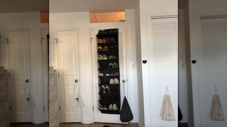 Over-the-door organizer in someone's home