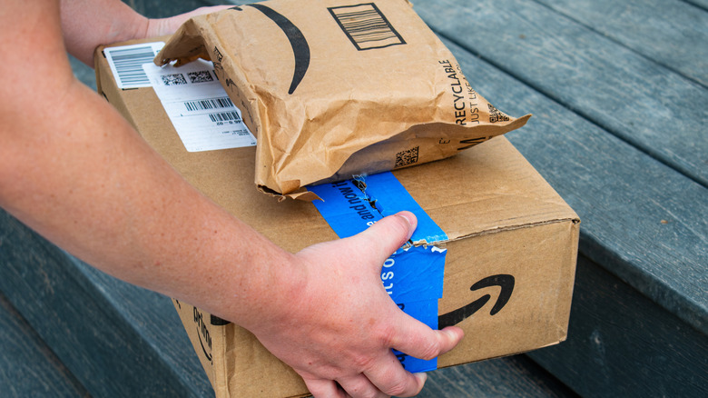 Person delivering Amazon packages