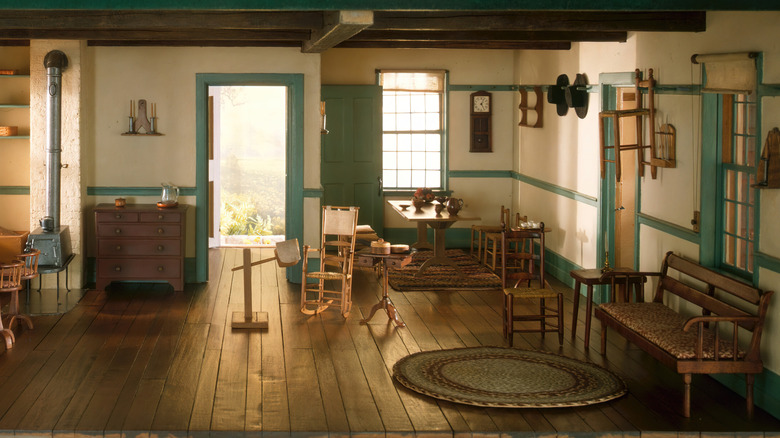 Shaker furniture in historical site setting
