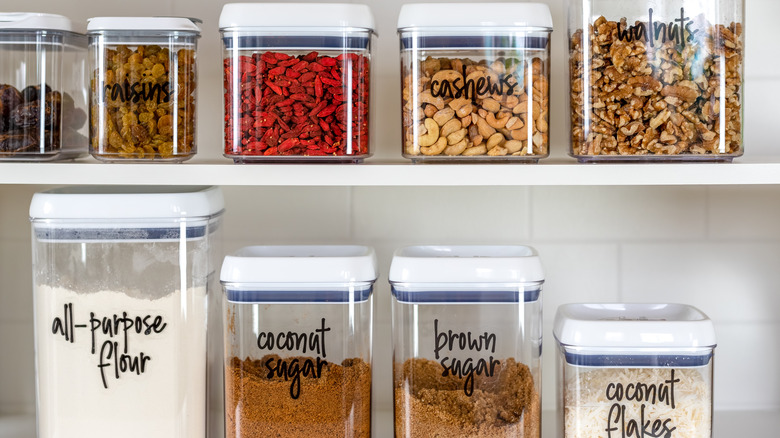 Containers of baking ingredients