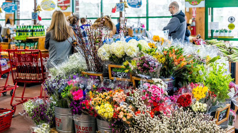 flower section inside Trader Joe's