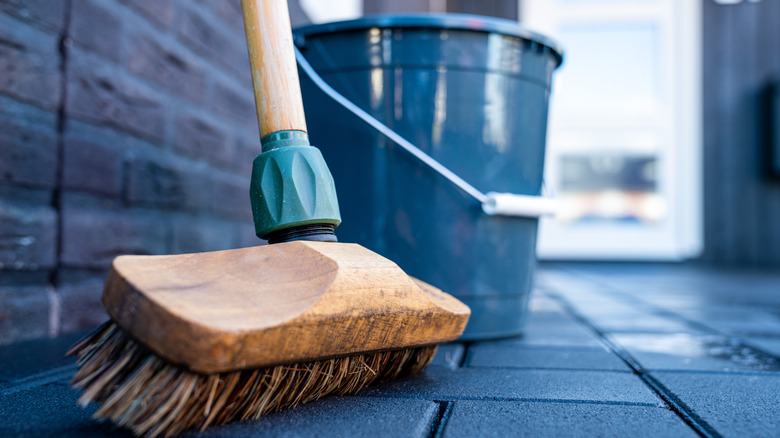 Cleaning the driveway
