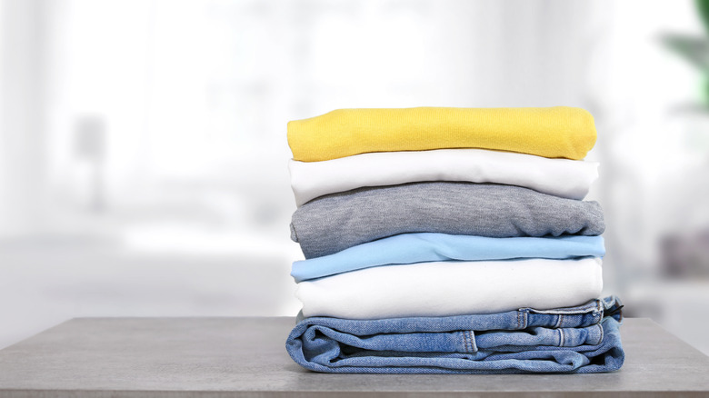 Stack of folded clothing