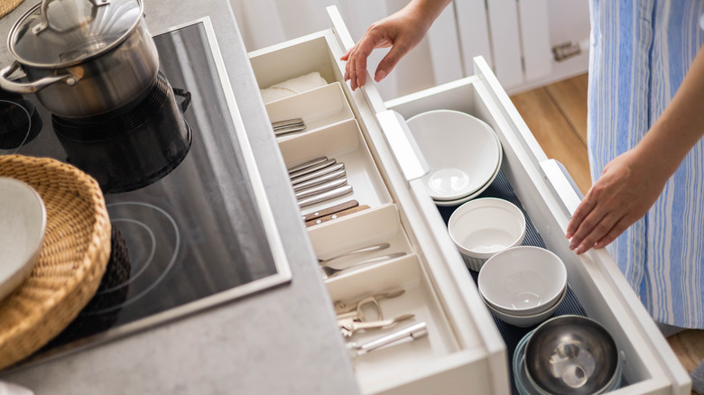 Well-organized kitchen drawers