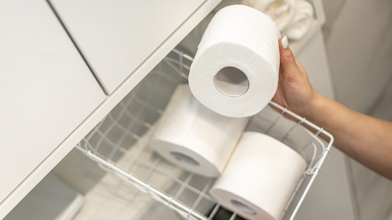 Toilet paper storage in bathroom