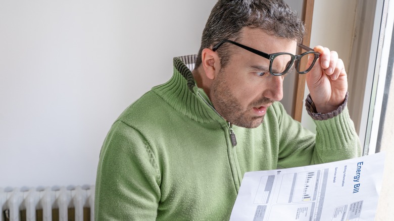 Person shocked by energy bill