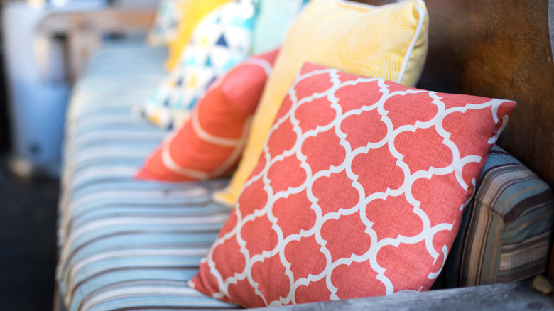 View of patio pillows cushions