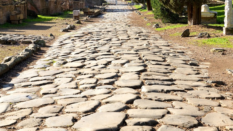 A cobblestone road in Italy