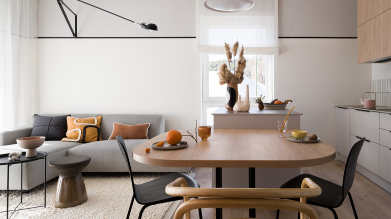 Dining table in small living room