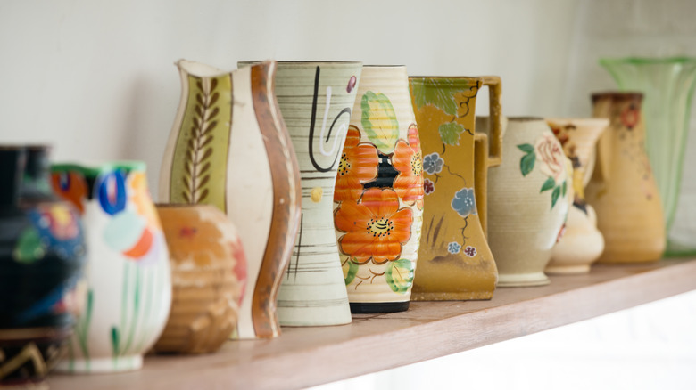 A series of hand-painted vintage vases.