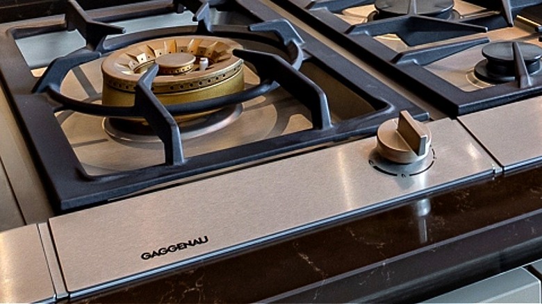Close-up view of a Gaggenau stove